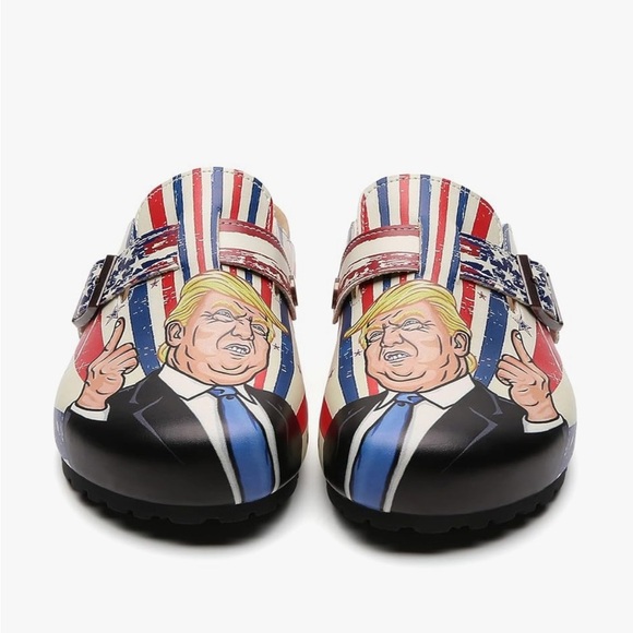 (W9) Minorsu Unisex Trump Clogs, Cork Footbed, Various Sizes, American Flag - Picture 3 of 11